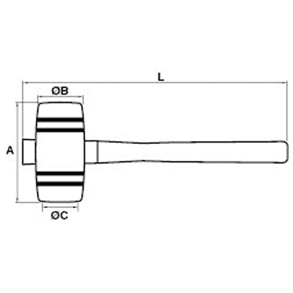 Maillet forme tonneau Dynachoc Mob diamètres 40 et 30 mm 155g