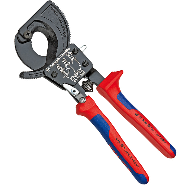 Coupe câble à cliquet Knipex pour câble en cuivre et aluminium