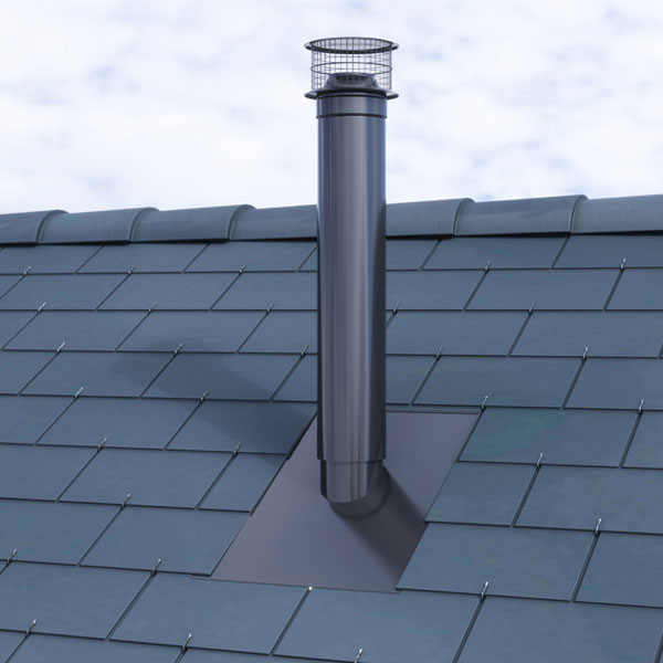 Ventilation secondaire Ventélia Sanit'air pour réseaux d'assainissement - Toit ardoise - Pente 45 à 55° - Coloris noir