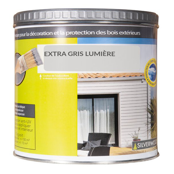 Peinture de retouche et de traitement des coupes pour bardage Extra Silverwood - Pot de 1,0 KG - Coloris Gris lumière