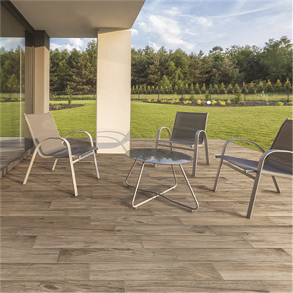 Carrelage sol extérieur effet bois - Hard Grip - Gris - 61 CM x 15 CM - Ép.9 MM