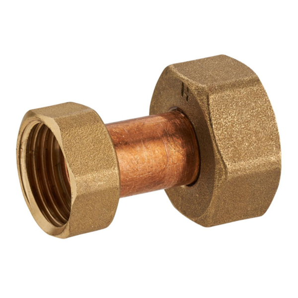 Manchon double réduit femelle à écrous tournants - F 15 x 21 - 12 x 17 - Laiton et cuivre