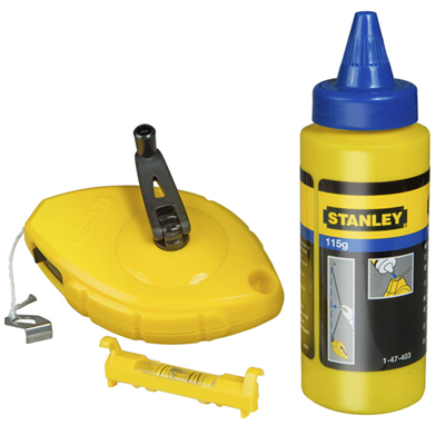 Kit Cordeau traceur Stanley 30 m + poudre à tracer 113 g et niveau ficelle