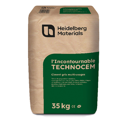 Ciment gris multi-usages l'Incontournable Technocem - CEMII/C-M 32,5R CENF - Sac de 35,0 KG