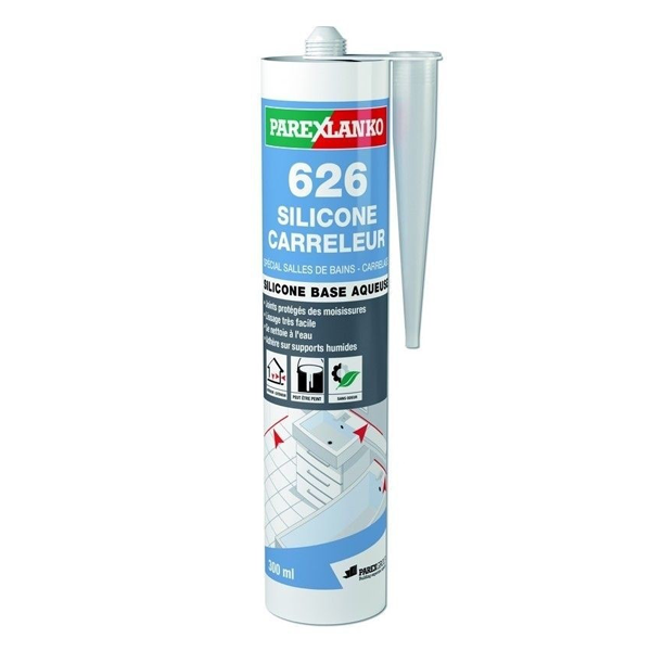 Mastic silicone joints collage carrelage ParexLanko 626 Blanc 300 ml