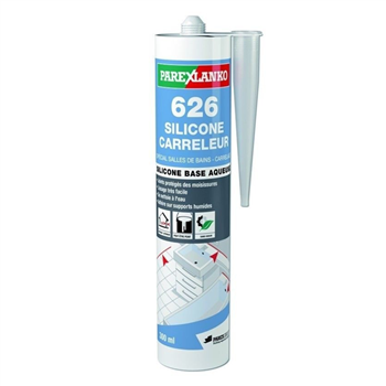 Mastic silicone joints et collage spécial carrelage - ParexLanko 626 - Blanc - Cartouche 300 ml