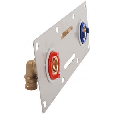 Platine de fixation mural double pour tube PER à glissement - Fix System - Diamètre 12 mm - Sorties mâles 20 x 27