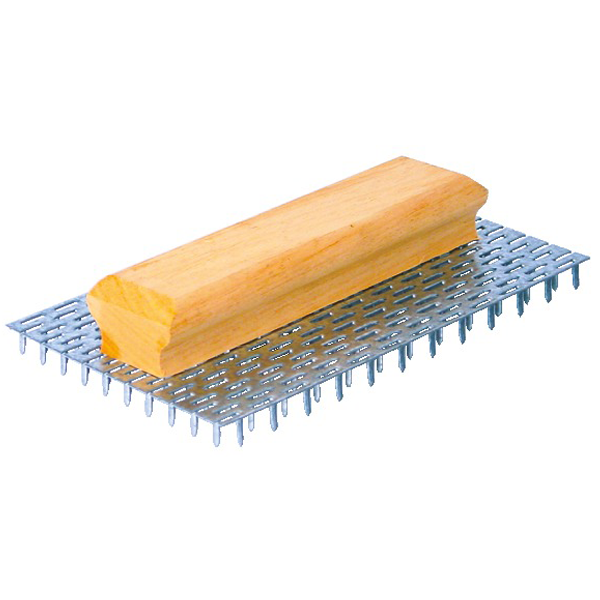 Taloche gratton 480 petites dents 8 mm poignée bois dimensions 25 x 15 cm Taliaplast