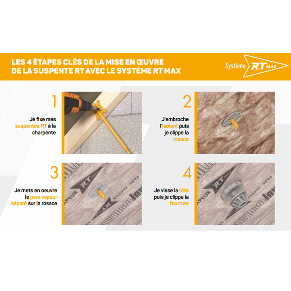 Suspente Knauf RT 24-28 pour comble aménagé ou perdu - isolant de 240 à 280 mm - boîte de 50