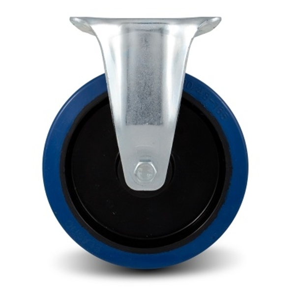 Roulette sur platine fixe caoutchouc élastique bleu diamètre 100 mm PRODIF-SOMEC 023141