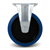 Roulette sur platine fixe caoutchouc élastique bleu diamètre 100 mm