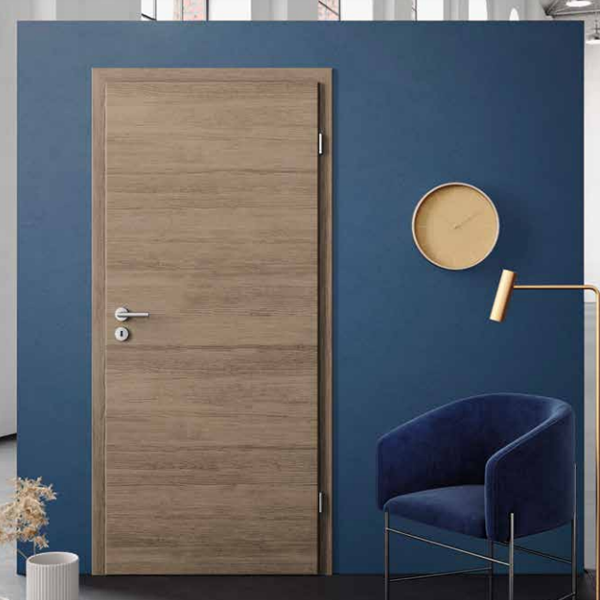 Porte aspect bois à veinage horizontal - Verso Crema - Main droite - 203.6 CM x 83 CM - Crème