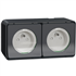 Double prise de courant 2P+T en saillie Schneider Mureva Styl complète - IP55 IK08 - gris anthracite - 16A 250V