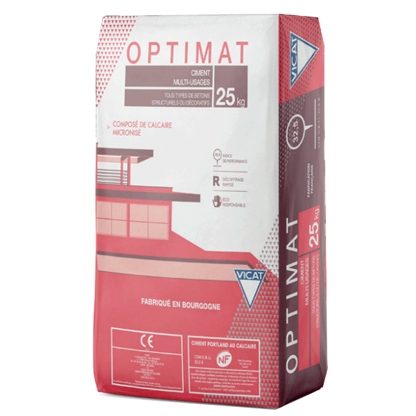 Ciment multi-usages pour travaux courants de maçonnerie - OPTIMAT CEMI II/B 32,5 R CE NF - sac de 25,0 kg
