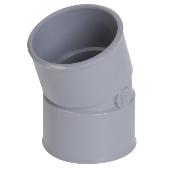 Coude femelle/femelle Nicoll pour évacuation des eaux usées - Diamètre 32 mm - Degré angle 20° - PVC - Gris