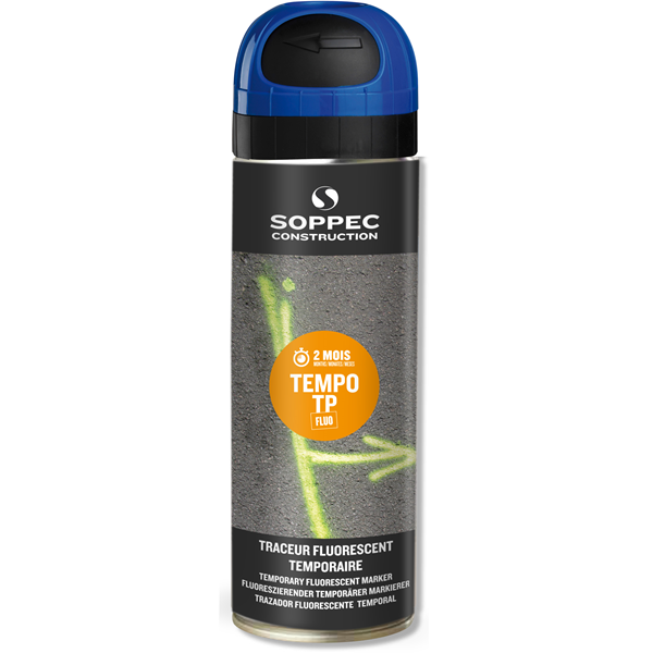 Traceur de chantier TEMPO TP fluorescent temporaire 2-8 semaines couleur bleu 500 ml