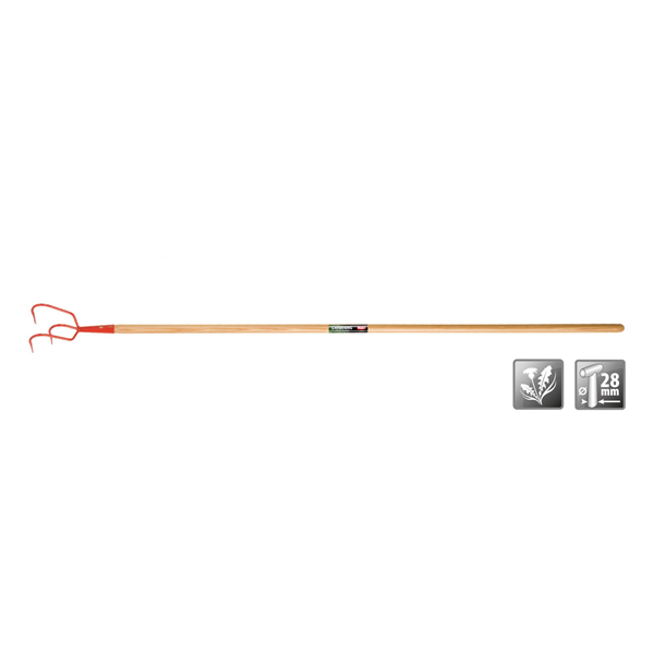Cultivateur Polet à 3 dents fixes avec manche en frêne de 150 cm