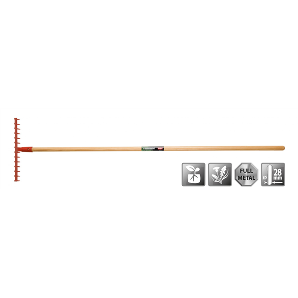 Râteau de jardin Polet 14 dents avec manche en frêne 1,50 m - Largeur 410 mm