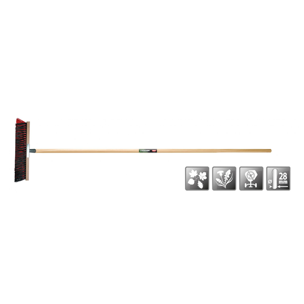 Balai cantonnier Polet 400 mm - Polypropylène rouge et noir - Manche 150 cm