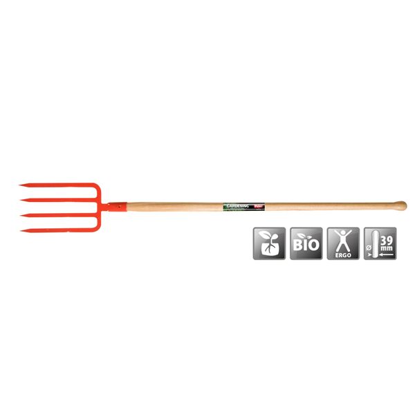 Fourche-bêche Polet à douille et 4 dents, tête de 300 x 180 mm - 115 cm