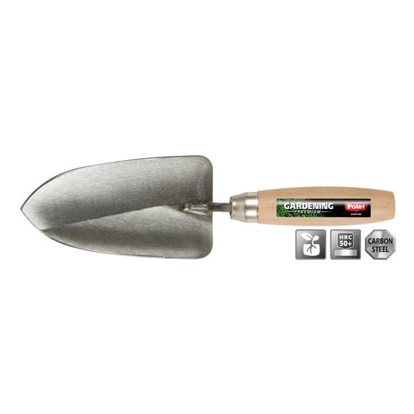 Transplantoir Polet en acier trempé - Lame 85 x 160 mm - Poignée en bois