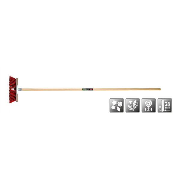 Balai cantonnier Polet 270 mm - Fibres rouges Polypropylène et acier - Manche frêne de 150 cm