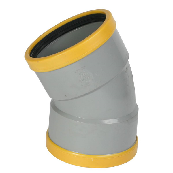 COUDE PVC CR8 FEMELLE FEMELLE 22°30 D 160 ASSAINISSEMENT A JOINT