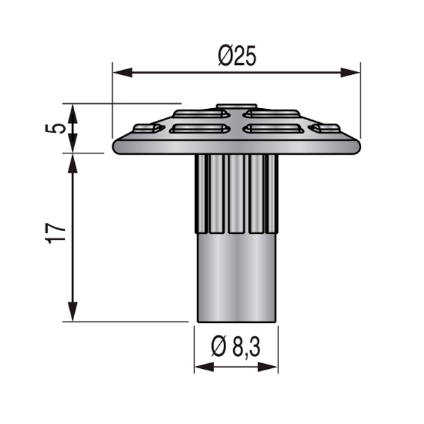 Clou podotactile à sceller en acier zingué - Dinaclou Dinac - diamètre 25 MM - hauteur  - Sachet de 250 clous