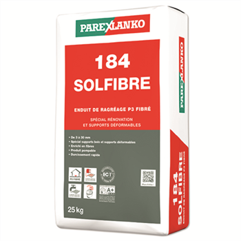 Enduit de ragréage fibré Classe P3 - 184 Solfibré - 3 à 30 mm - Sac de 25 KG