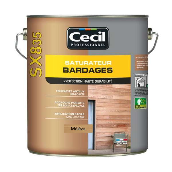 Saturateur tous bois bardages SX835 Cecil aspect mat mélèze 5L