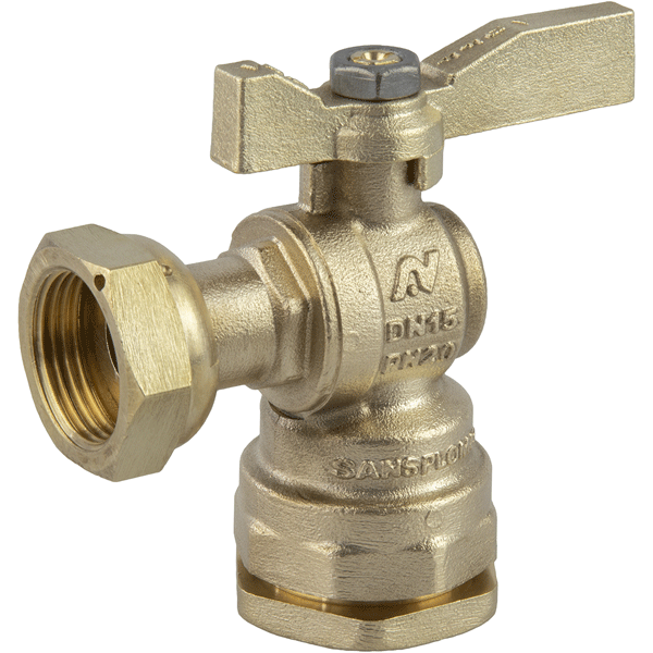 Robinet d'arrêt équerre pour compteur d'eau en laiton sans plomb 4MS à écrou tournant 3/4" pour tube PE Ø32 mm