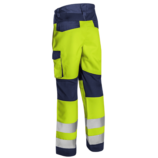 Pantalon de travail homme haute visibilité jaune/marine multipoches et bandes rétroréfléchissante - Hibana II - Taille 2XL