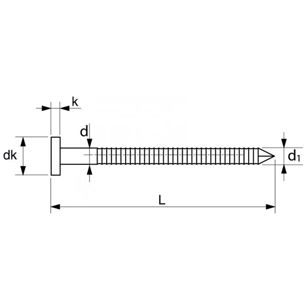 Pointe tête plate annelée inox A2 pot de 1 kg 2.3x45 (590 pointes environ)