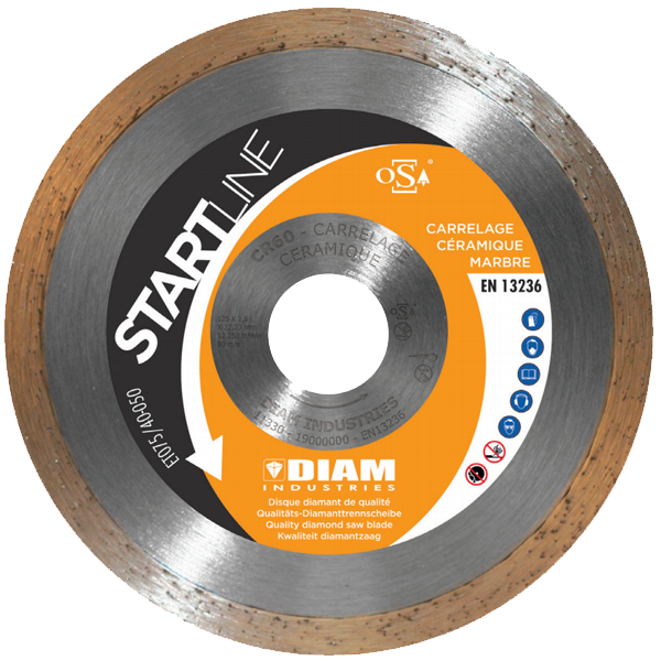 Disque diamant StartLine CR60 carrelage et céramique Ø 125 x 22,23 mm - Diam Industries