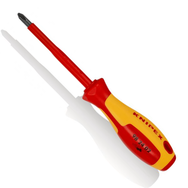 Tournevis Knipex isolé 1000 volt pour vis à tête cruciformes Phillips PH2 - Longueur 212 mm