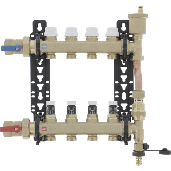 Collecteur S2 Ø 1"- 4 circuits *6626D7* Ensemble complet en Laiton