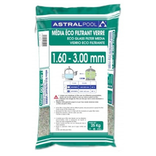 Verre filtrant pour piscine Sandglass - granulométrie 1.6/4 mm - sac de 25 kg