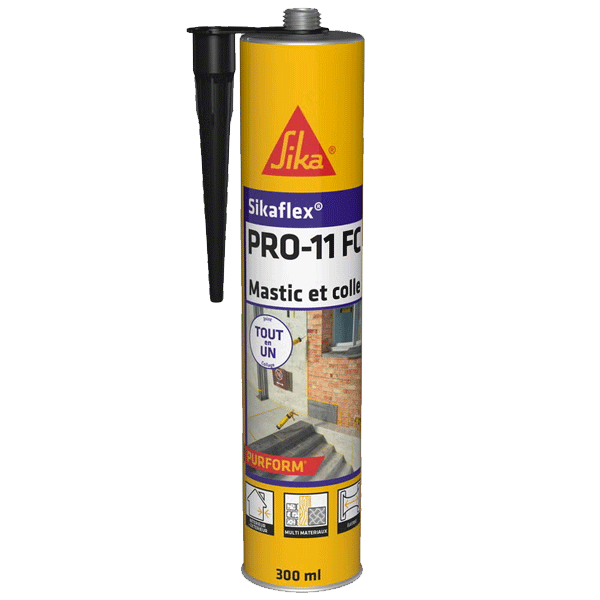 Mastic-colle PU pour étanchéité et collage - Sikaflex Pro 11 FC Purform Noir - Cartouche de 300 ml