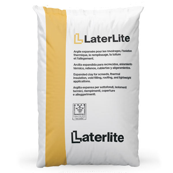 Bille d'argile expansée Laterlite - granulat léger isolant de granulométrie de 3 à 8 mm - sac de 50 LTR