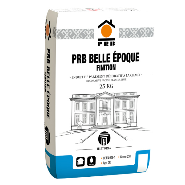Enduit de parement décoratif à la chaux pour restauration de bâtiment ancien - Grain fin - PRB Belle Époque Finition - Sac de 25kg - Chambord