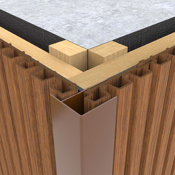 Profil de finition forme F pour angle de bardage Weo - Aluminium - 65 x 80 mm - Longueur 3,00 M - Coloris Teak