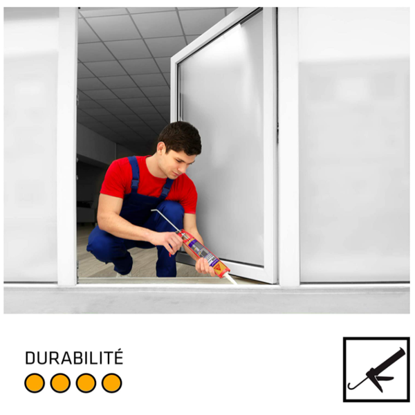 Mastic silicone neutre pour menuiseries - SikaSeal 109 - Gris - Cartouche 300 ml