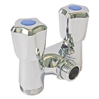 Robinet à clapet double sorties pour machine à laver - M1/2" - Sorties M3/4