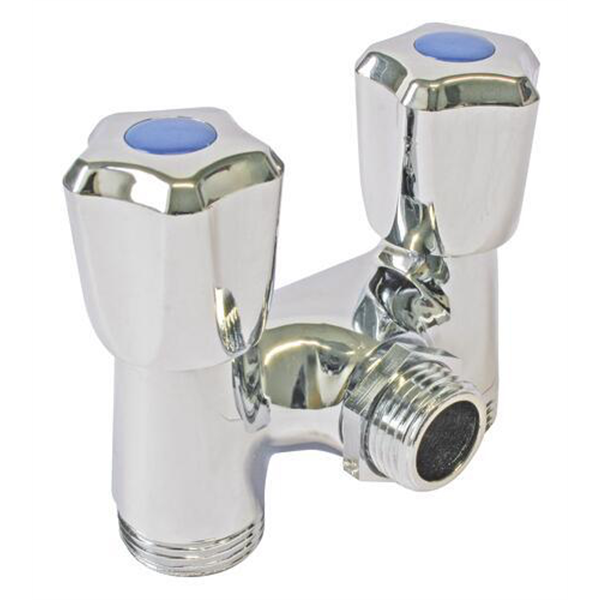 Robinet à clapet double sorties pour machine à laver - M1/2" - Sorties M3/4