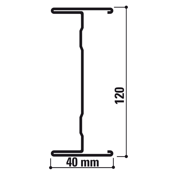 Profilé en I d'ossature métallique Rockfon pour plafond suspendu longue portée - 40,0 MM x 120 MM - 6,50 M
