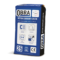 Béton sec C25/30 pour travaux courants de maçonnerie - Obra - prêt à gâcher - sac de 25 kg