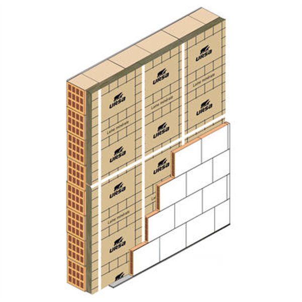 Panneau laine de verre pour murs intérieurs - PRK 38 Ursa - R=1,20 m².K/W - 1,35 M x 0,60 M - ép.45 MM
