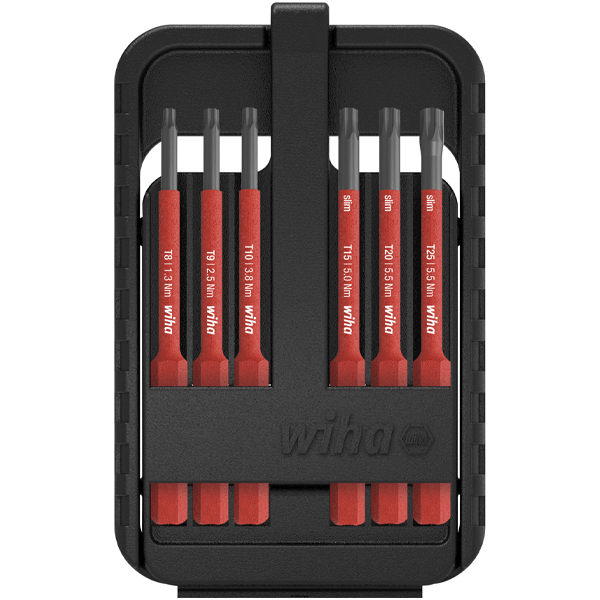 Coffret de 6 embouts isolés slimBit Wiha Torx T8 T9 T10 T15 T20 T25