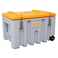 Box de chantier Cembox avec couvercle fermeture à levier et roues - 150 litres