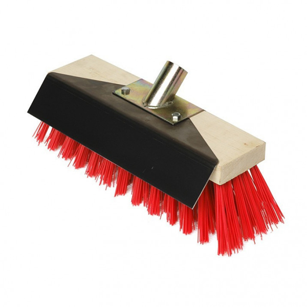 Balai cantonnier avec tôle scraper montée - Pour sols rugueux - Brosserie Thomas - Largeur 31 cm